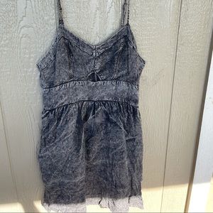 Key hole acid wash skater dress